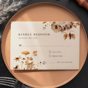 Elegant Woodland Fall Floral Wedding Response Card