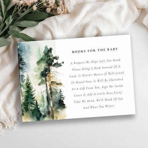 Elegant Woodland Forest Books For Baby Shower Enclosure Card