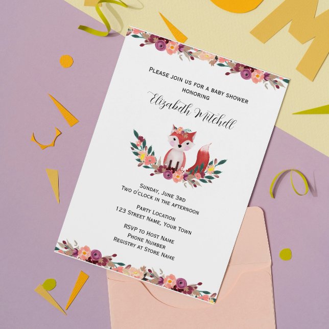 Elegant Woodland Fox Baby Shower Invitation (Creator Uploaded)