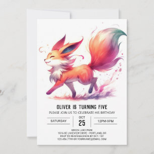 Elegant Woodland Fox Birthday Invitation