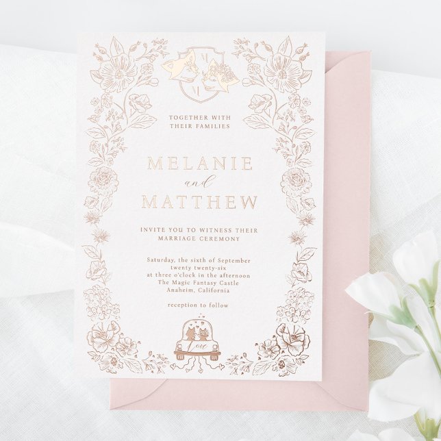 Elegant Woodland Fox Floral Sketch Fairytale Invit Foil Invitation (Elegant Woodland Fox Floral Sketch Fairytale Invit Foil Invitation)