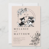 Elegant Woodland Fox Floral Sketch Fairytale Invitation (Front)