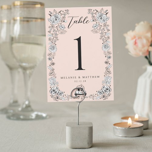 Elegant Woodland Fox Floral Sketch Fairytale Table Number