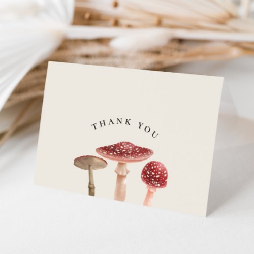 Elegant Woodland Greenery Red Mushroom Wedding Thank You Card