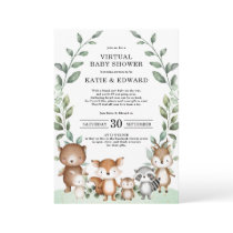 Elegant Woodland Greenery Virtual Baby Shower Invitation