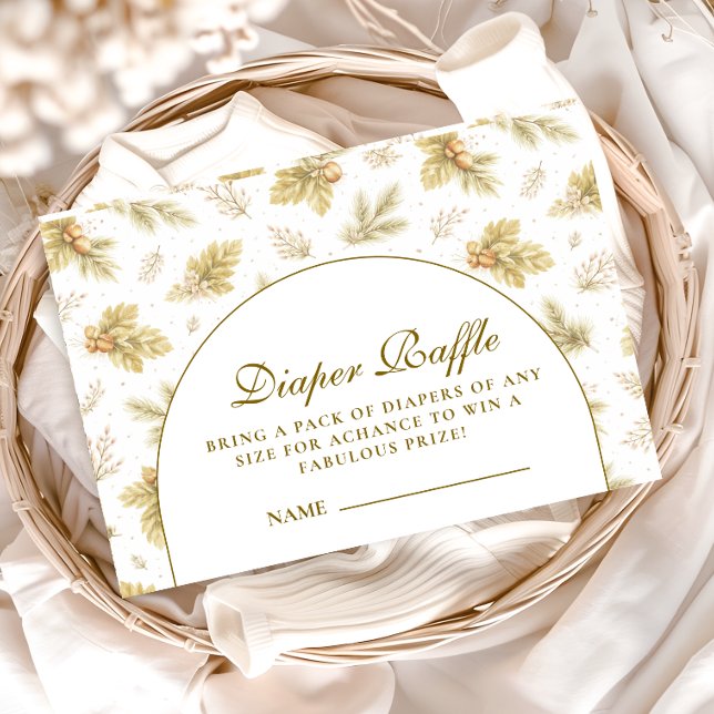 Elegant Woodland Leaves Baby Shower Diapper Raffle Enclosure Card (Creator Uploaded)