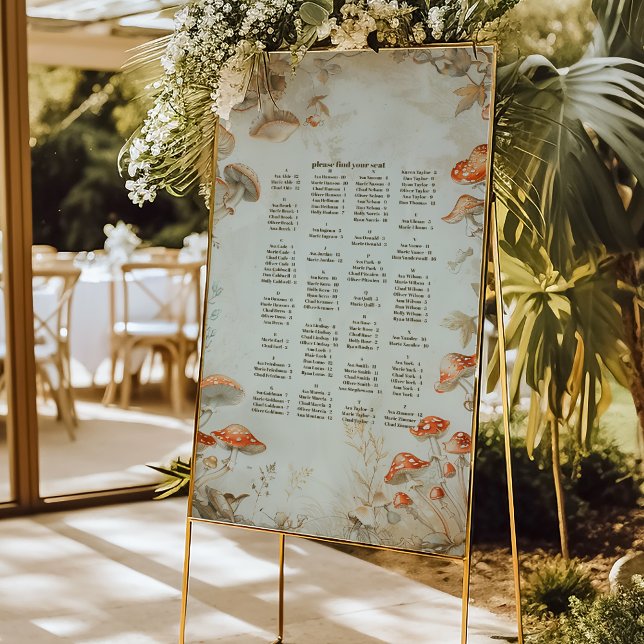 Elegant Woodland Mushroom Fern Wedding Foam Board (Creator Uploaded)