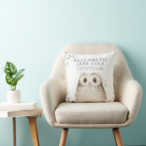 Elegant Woodland Owl Birth Stats Pillow | Nursery