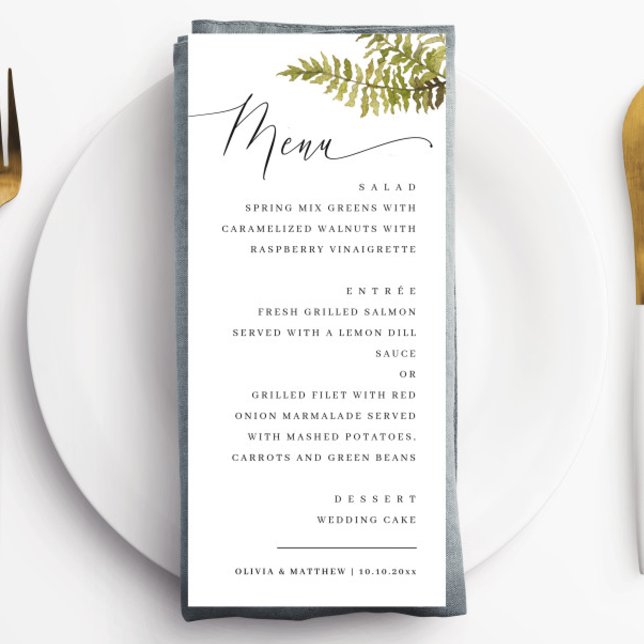 Elegant Woodland Wedding | Minimalist Forest Fern Menu (Creator Uploaded)