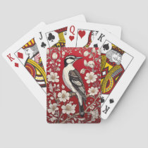 Elegant Woodpecker Floral William Morris Inspired Poker Cards