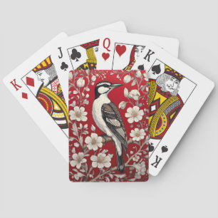 Elegant Woodpecker Floral William Morris Inspired Poker Cards