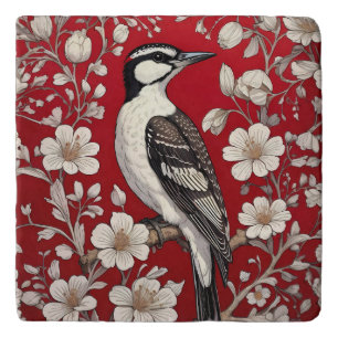 Elegant Woodpecker Floral William Morris Inspired Trivet