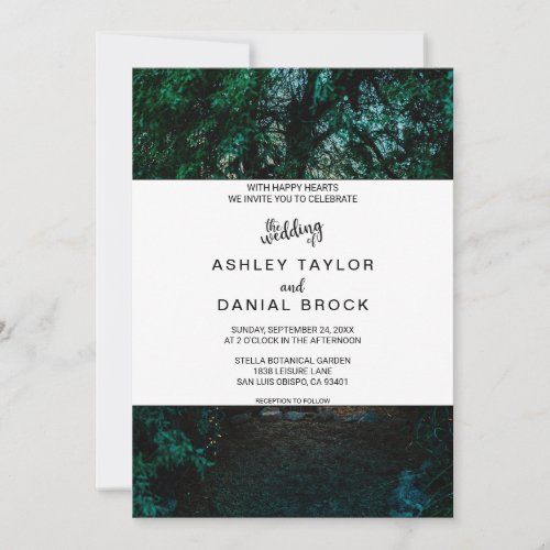 Elegant woods string of light green floral Wedding Invitation