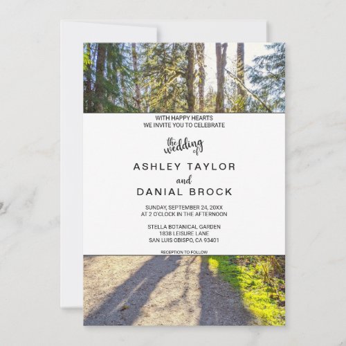 Elegant woods trees tropical outdoor photo Wedding Invitation