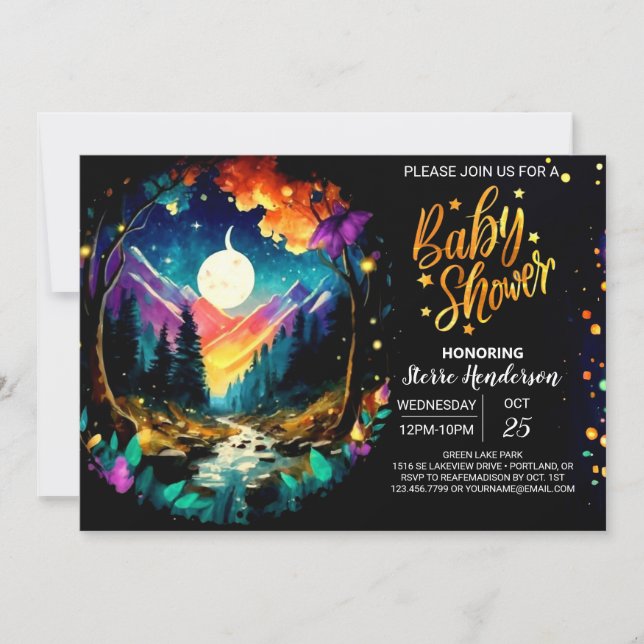 Elegant Woods Whimsical Magic Baby Shower Invitation (Front)