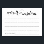 Elegant Words of Wisdom Wedding Advice Cards<br><div class="desc">These elegant minimalist Words of Wisdom cards will be the perfect addition to your wedding reception or bridal/wedding shower. This design features a combination of handwriting and block fonts in black. There is space available for guests to leave their marriage advice and their name(s).</div>