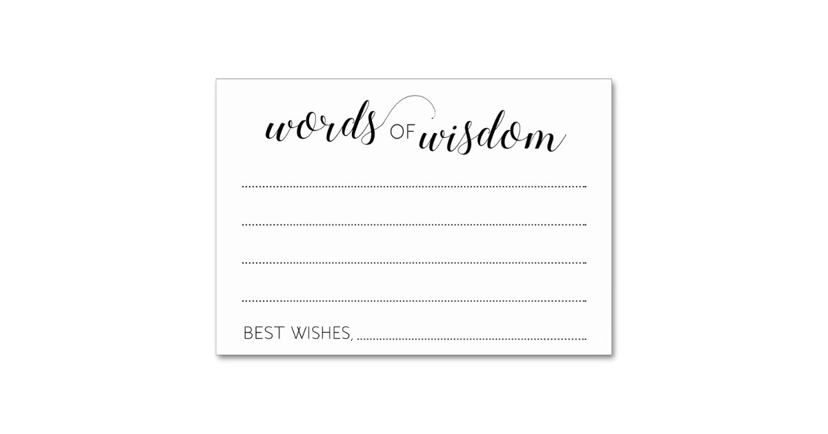 Elegant Words Of Wisdom Wedding Advice Cards Zazzle Com