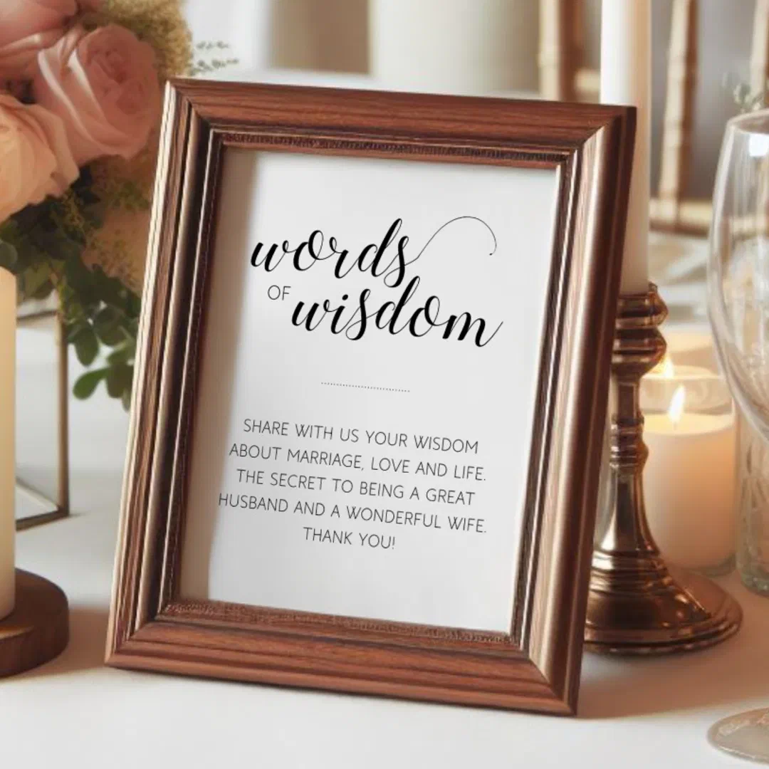 Elegant Words of Wisdom Wedding Advice Sign
