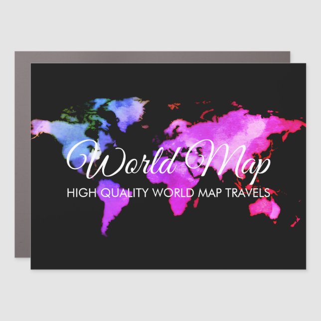 Elegant World Map Globe Travel Agent Car Magnet (Front)