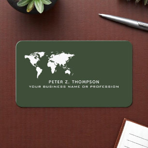 Elegant World Map International Trade Green Business Card