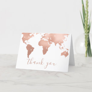 Elegant World Map Travel Adventure Baby Shower Letterpress Thank You Card