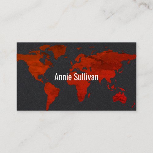 elegant world map travel agent black business card