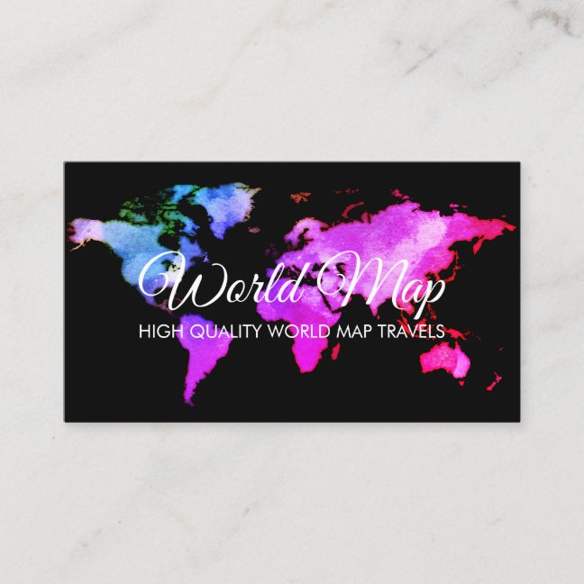 Elegant World Map Trip Globe Travel Agent Business Card