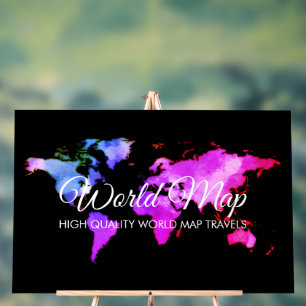 Elegant World Map Trip Travel Agent Acrylic Sign