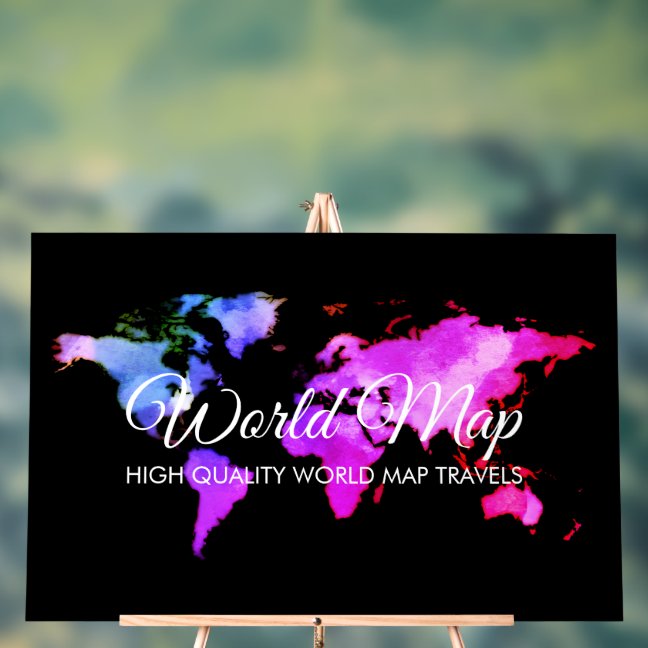 Elegant World Map Trip Travel Agent Acrylic Sign