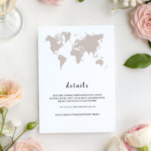 ELEGANT World Map Wedding details Invitation