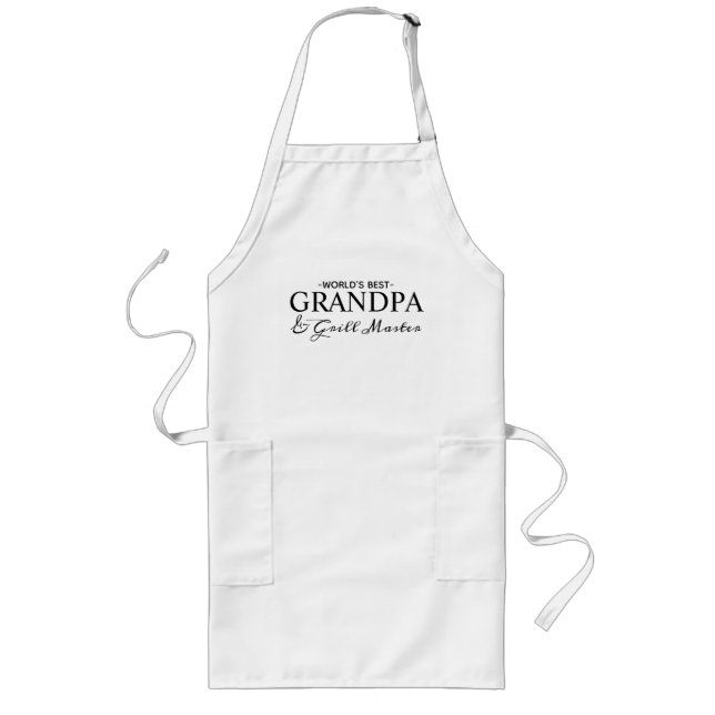 Elegant World's Best Grandpa Black Typography Long Apron (Front)