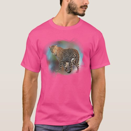 Elegant Wow Pink Colour Template Leopard Modern T_Shirt