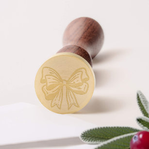 Elegant Wrapped Present Gift Double Bow Wax Seal Stamp