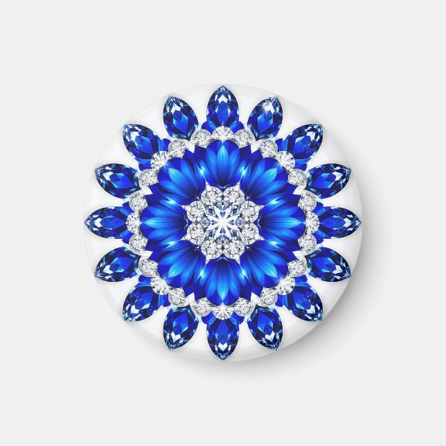 Elegant Wreath Adorned With Blue Flowers Magnet (Front)