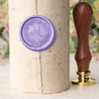 Elegant Wreath and One Letter Monogram Wax Seal Stamp