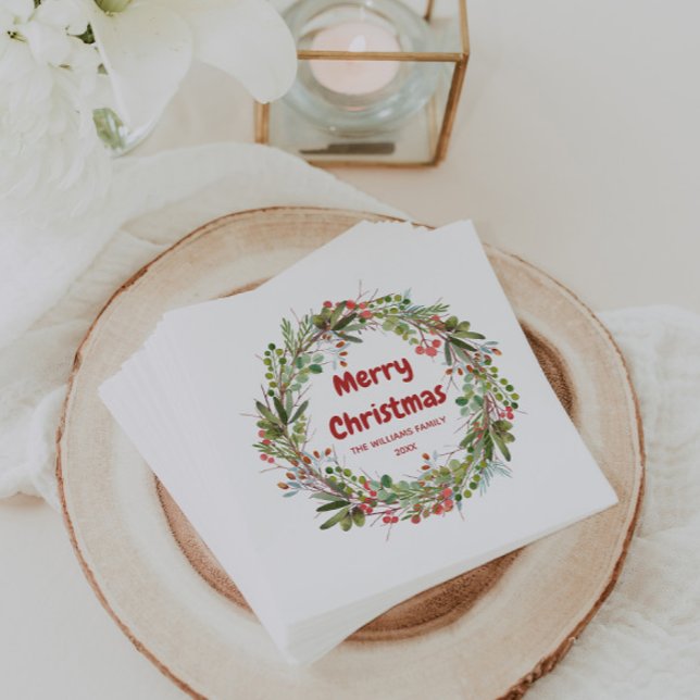 Elegant Wreath Christmas Customizable   Napkins (Creator Uploaded)