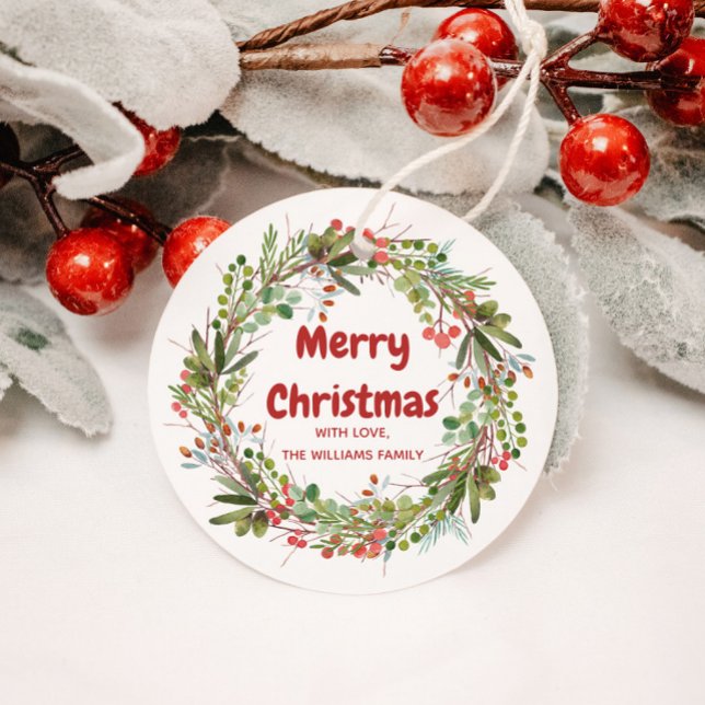 Elegant Wreath Christmas  Favor Tags (Creator Uploaded)