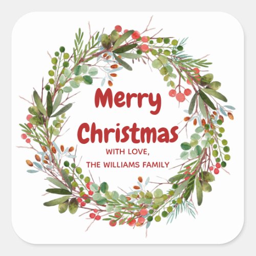 Elegant Wreath Christmas  Square Sticker