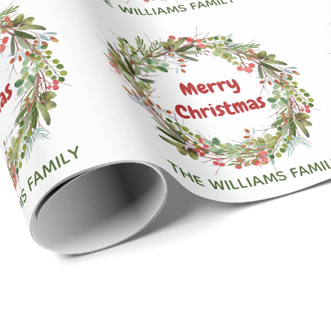 Elegant Wreath Christmas  Wrapping Paper (Roll Corner)