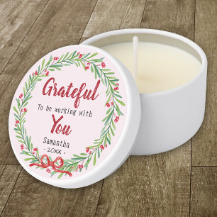 Elegant wreath coworker appreciation keepsake mini candle favors