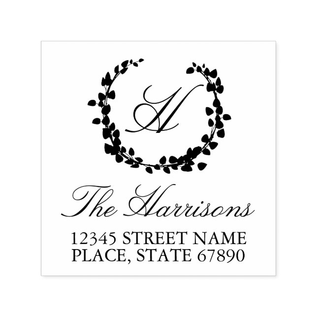 Elegant Wreath Family Address Self-Inking Stamp (Design)