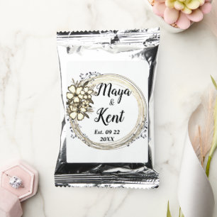 Elegant Wreath Floral Glitter Wedding Personalized Coffee Drink Mix