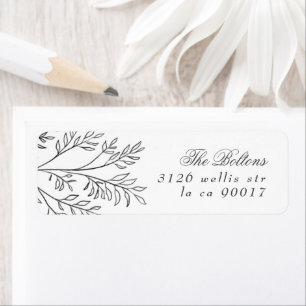 Elegant Wreath Floral Sketched Return Address Label