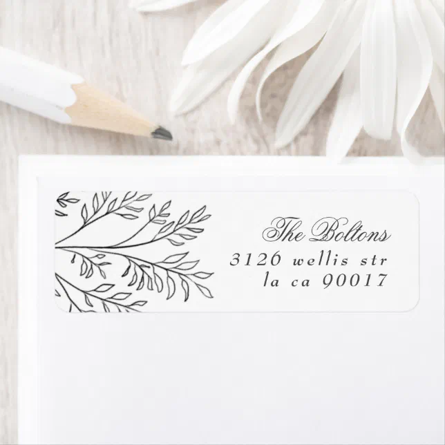 Elegant Wreath Floral Sketched Return Address Label | Zazzle