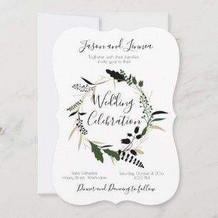 Elegant Wreath Greenery Minimalism Invitation