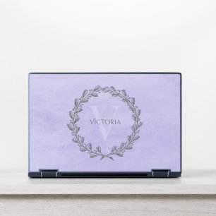 Elegant Wreath Monogram Purple HP Laptop Skin