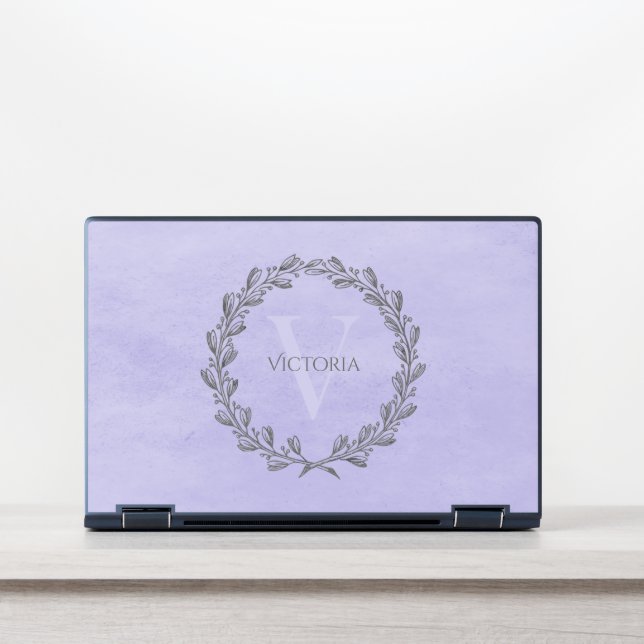 Elegant Wreath Monogram | Purple HP Laptop Skin (Front)