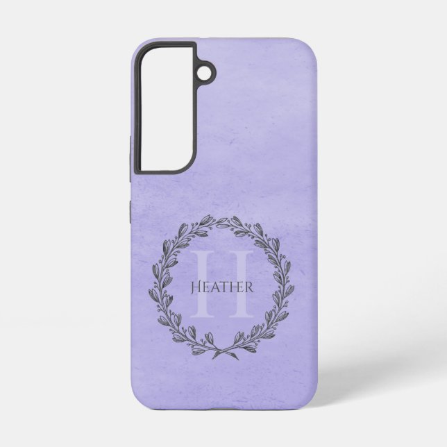 Elegant Wreath Monogram | Purple Samsung Galaxy Case (Back)