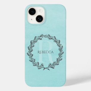 Elegant Wreath Monogram   Teal Case-Mate iPhone 14 Case