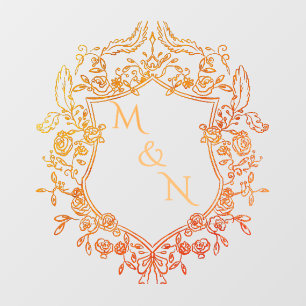 Elegant Wreath Monogram Wedding Floor Decals